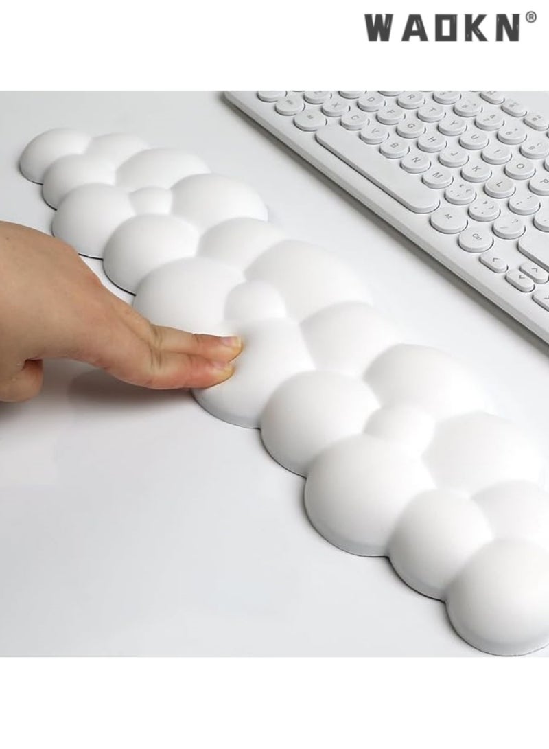 Cloud-Shaped Keyboard Wrist Rest with Mouse Pad Support, Ergonomic Memory Foam, Anti-Slip Base, Comfortable Computer Palm Rest for Home Office & Laptop Desktop, Ideal for Typing, White