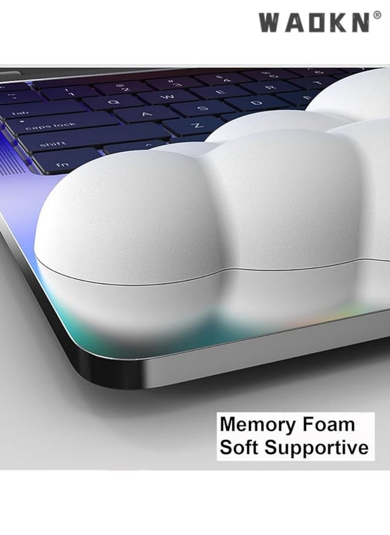 WAOKN Cloud-Shaped Keyboard Wrist Rest with Mouse Pad Support, Ergonomic Memory Foam, Anti-Slip Base, Comfortable Computer Palm Rest for Home Office & Laptop Desktop, Ideal for Typing, White  - Image 4