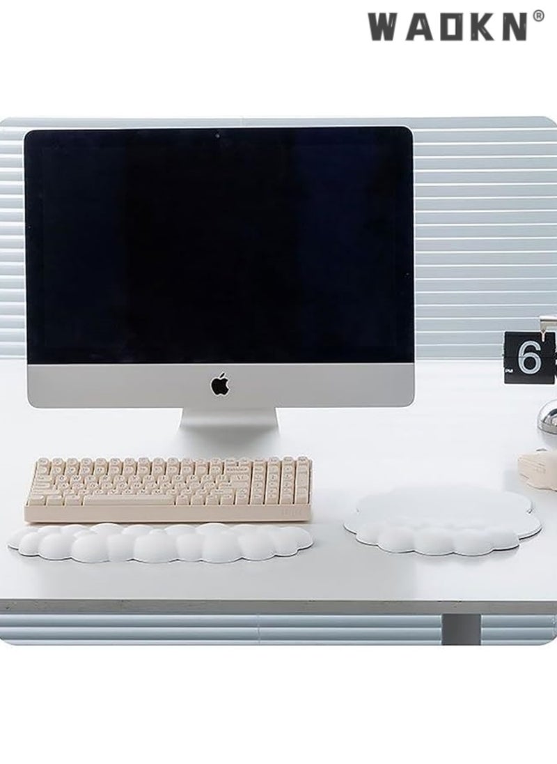 WAOKN Cloud-Shaped Keyboard Wrist Rest with Mouse Pad Support, Ergonomic Memory Foam, Anti-Slip Base, Comfortable Computer Palm Rest for Home Office & Laptop Desktop, Ideal for Typing, White  - Image 5
