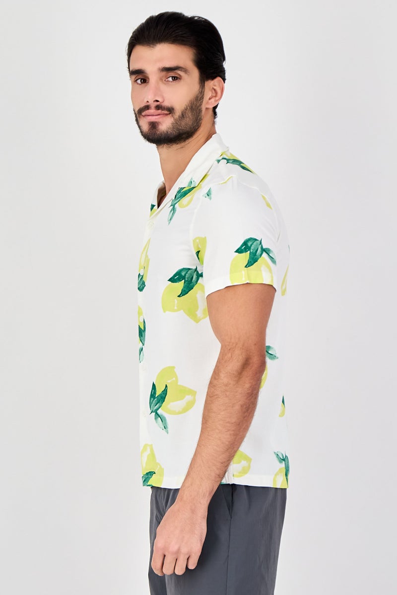 Celio Men Regular Fit Graphic Print Short Sleeve Casual Shirt, Multicolor - Image 4