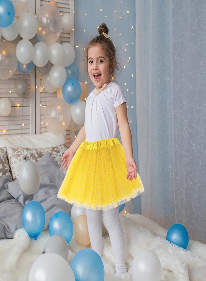 Yolev Girls Tutu Skirt with Stars Sequin, Little Girls 3 Layers Tutu Skirt Kids Colorful Party Princess Dance Tutu Princess Dress Ballet Skirt (Yellow) - Image 5