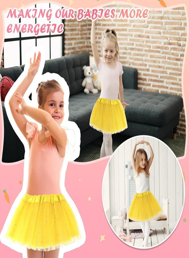 Yolev Girls Tutu Skirt with Stars Sequin, Little Girls 3 Layers Tutu Skirt Kids Colorful Party Princess Dance Tutu Princess Dress Ballet Skirt (Yellow) - Image 4
