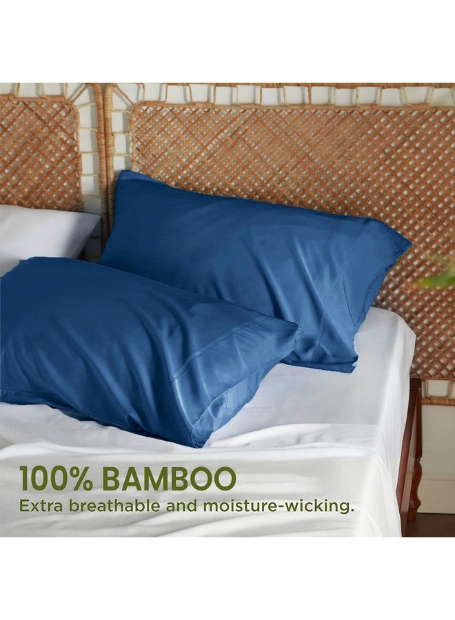 Mush طقم أغطية وسائد موش من الخيزران مكون من 2 | غطاء وسادة 100% من الخيزران للشعر والبشرة | أغطية وسائد قابلة للتنفس، ناعمة كالحرير وباردة للنوم الساخن والتعرق الليلي | 17"x27" (إكليبس بحري، كينغ) - Image 2