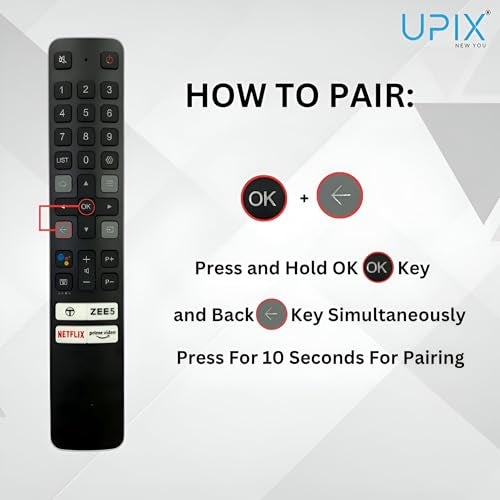 Upix Compatible TCL Smart TV LCD/LED Remote No. 1296 | with Voice | Netflix & Prime Video Buttons | Exactly Same Remote Will Only Work | Pairing is Required - Image 3