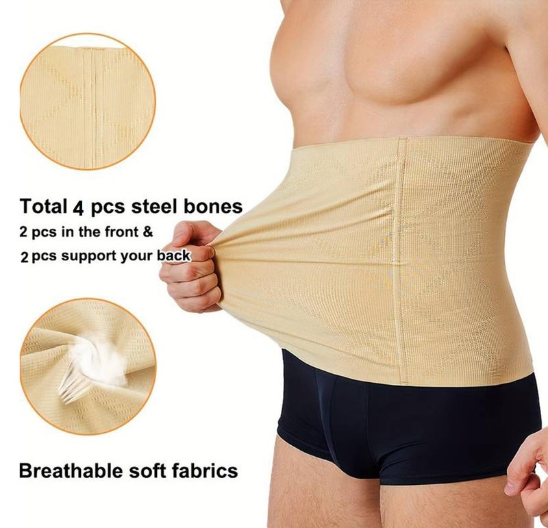HSR Men's Waist Trainer Belt - Breathable Nylon, Double Layer Seamless Design for Abdominal Control, Abdominal Control Shaper, Tummy Control Shapewear (Fits Waist : 30 to 39 Inch) Skin - Image 2