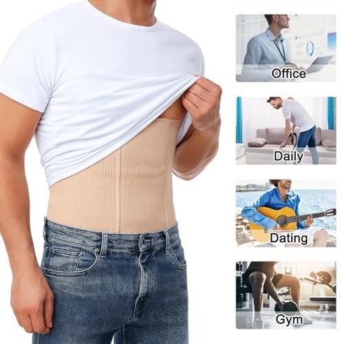 HSR Men's Waist Trainer Belt - Breathable Nylon, Double Layer Seamless Design for Abdominal Control, Abdominal Control Shaper, Tummy Control Shapewear (Fits Waist : 30 to 39 Inch) Skin - Image 5