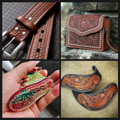 WUTA Leather Stamping Tools, Black Stamp Punch Set 20Pcs Patterns Stamp Punch Set for Leather Working Leather Craft Stamp Handmade Art Tools - Image 5
