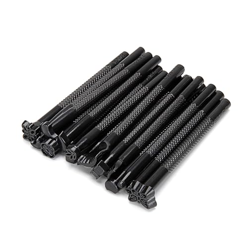 WUTA Leather Stamping Tools, Black Stamp Punch Set 20Pcs Patterns Stamp Punch Set for Leather Working Leather Craft Stamp Handmade Art Tools - Image 1