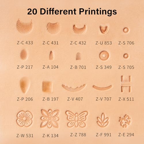 WUTA Leather Stamping Tools, Black Stamp Punch Set 20Pcs Patterns Stamp Punch Set for Leather Working Leather Craft Stamp Handmade Art Tools - Image 3