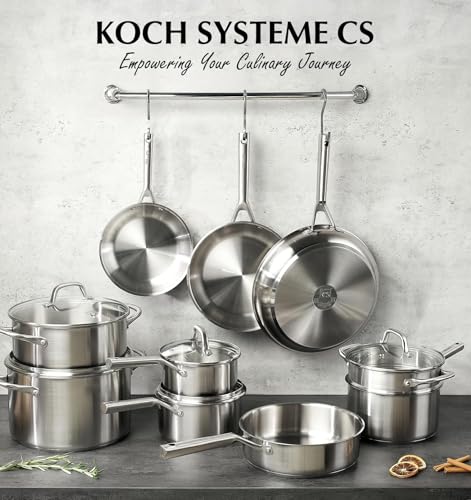 KOCH SYSTEME CS Stainless Steel Cookware Set 17 Piece, Professional 18/10 Stianless Steel Pots and Pans Set, 5-Layer Stainless Base, Oven Safe, Induction Ready, Non-Toxic Kitchen Cookware Set - Image 2