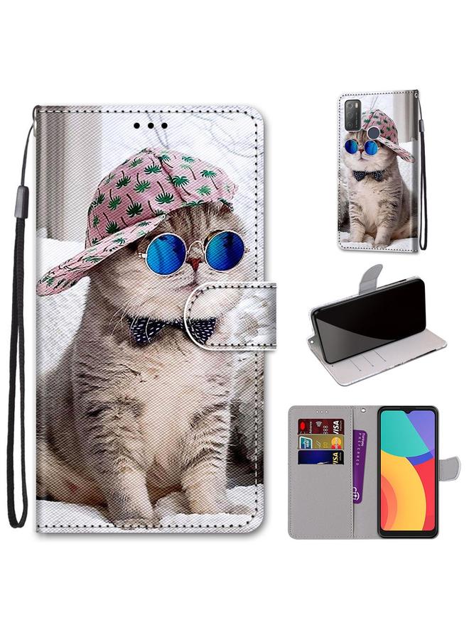 The Bros Case For Alcatel 3L 2021 Coloured Drawing Cross Texture Horizontal Flip PU Leather Case with Holder & Card Slots & Wallet & Lanyard  - Image 1