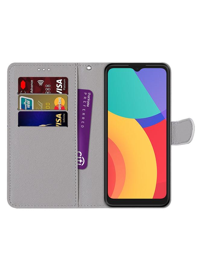 The Bros Case For Alcatel 3L 2021 Coloured Drawing Cross Texture Horizontal Flip PU Leather Case with Holder & Card Slots & Wallet & Lanyard  - Image 4