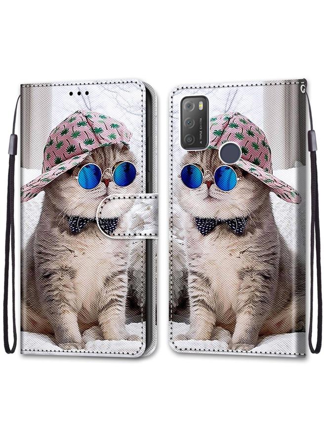 The Bros Case For Alcatel 3L 2021 Coloured Drawing Cross Texture Horizontal Flip PU Leather Case with Holder & Card Slots & Wallet & Lanyard  - Image 2