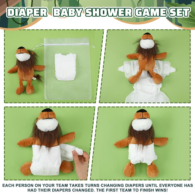 Seenelling 8 Sets Woodland Animals Blindfolded Diaper Changing Baby Shower Games Boys Girls Baby Dolls Diapers for Bridal Shower Gender Reveal Games Prizes Gifts for Adults - Image 3