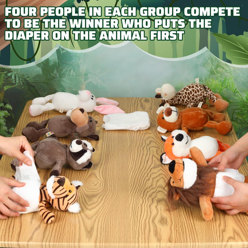 Seenelling 8 Sets Woodland Animals Blindfolded Diaper Changing Baby Shower Games Boys Girls Baby Dolls Diapers for Bridal Shower Gender Reveal Games Prizes Gifts for Adults - Image 2