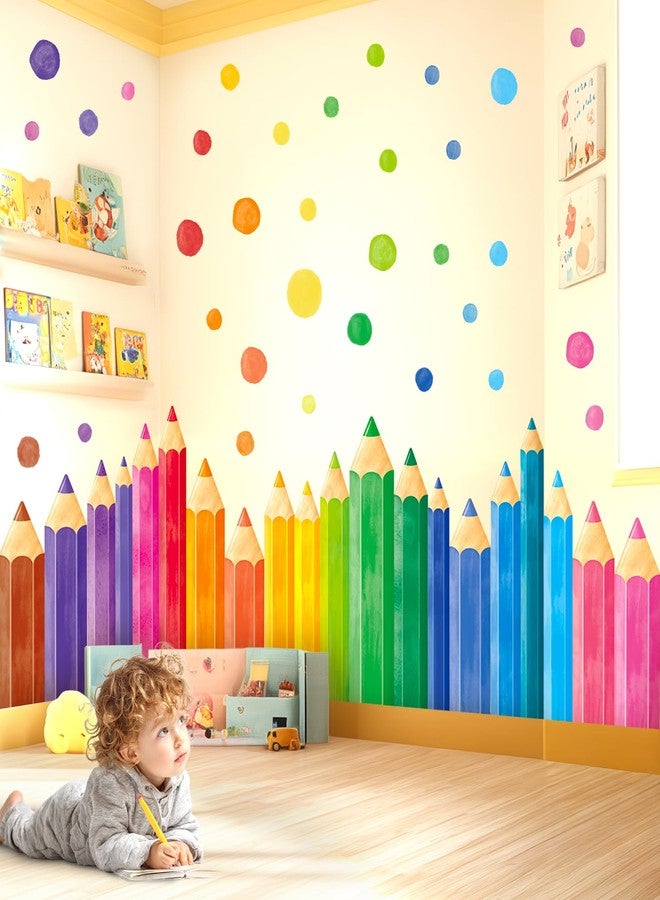 DECOWALL Extra Large Colored Pencil Wall Decals - Giant Rainbow Crayon Border Stickers for Classroom, Kids Bedroom, Nursery & Playroom Decor (SG4-2522) - Image 1