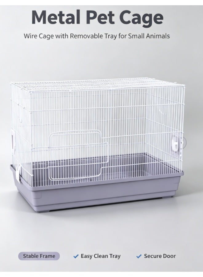 Metal Wire Small Animal Cage, Portable Pet Hutch with Removable Plastic Tray for Hamster, Rabbit, Chinchilla - Image 1