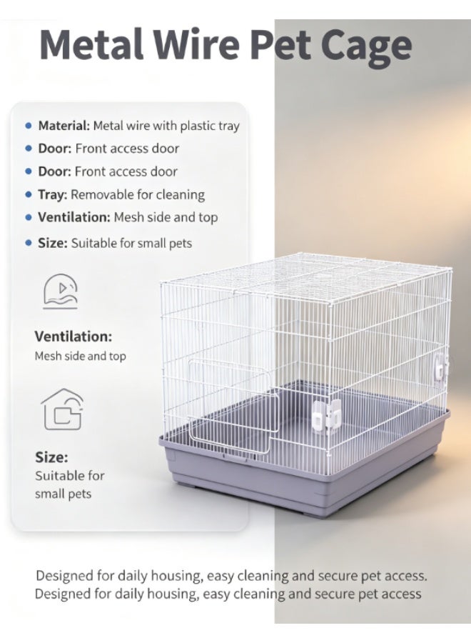 Metal Wire Small Animal Cage, Portable Pet Hutch with Removable Plastic Tray for Hamster, Rabbit, Chinchilla - Image 4