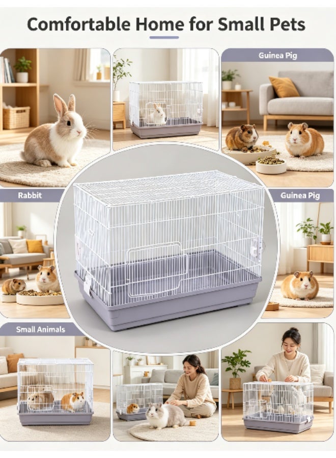 Metal Wire Small Animal Cage, Portable Pet Hutch with Removable Plastic Tray for Hamster, Rabbit, Chinchilla - Image 3