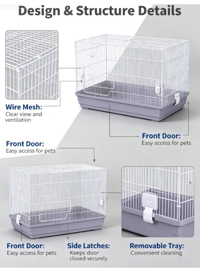 Metal Wire Small Animal Cage, Portable Pet Hutch with Removable Plastic Tray for Hamster, Rabbit, Chinchilla - Image 2