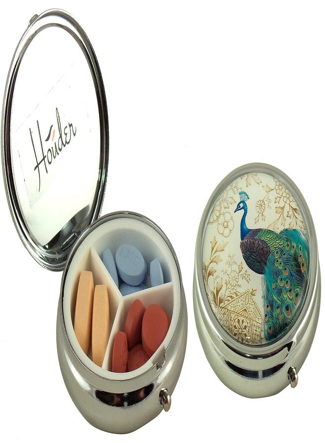Houder Designer Pill Box by Houder - Decorative Pill Case with Gift Box - Carry Your Meds in Style (Peacock - Image 3