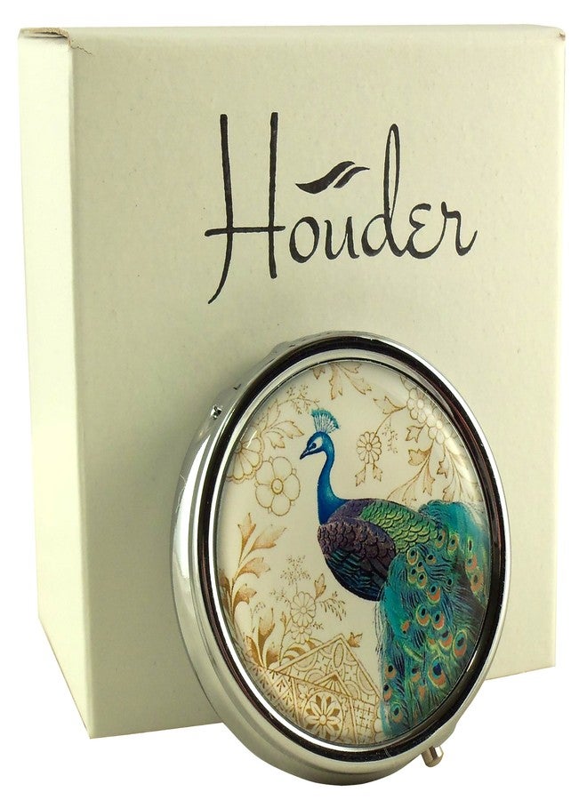 Houder Designer Pill Box by Houder - Decorative Pill Case with Gift Box - Carry Your Meds in Style (Peacock - Image 1