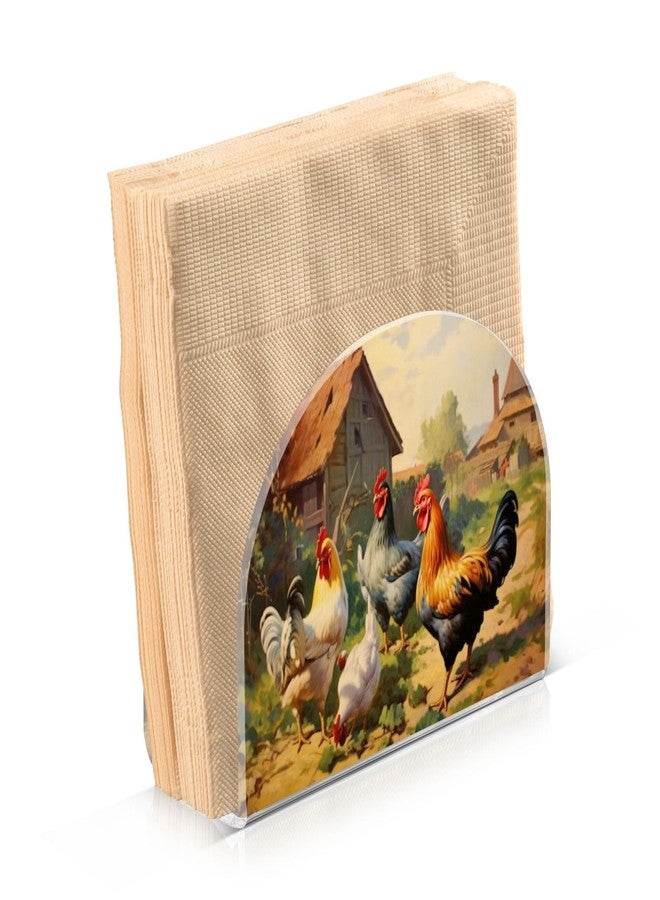 YETTASBIN Rooster Napkin Holder for Table, Acrylic Upright Non Slip Tabletop Freestanding Tissue Paper Dispenser for Kitchen Restaurant Home Hotel Decor - Image 1