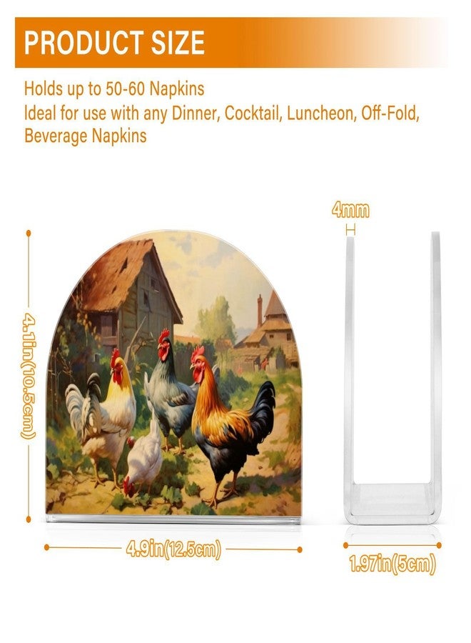 YETTASBIN Rooster Napkin Holder for Table, Acrylic Upright Non Slip Tabletop Freestanding Tissue Paper Dispenser for Kitchen Restaurant Home Hotel Decor - Image 3