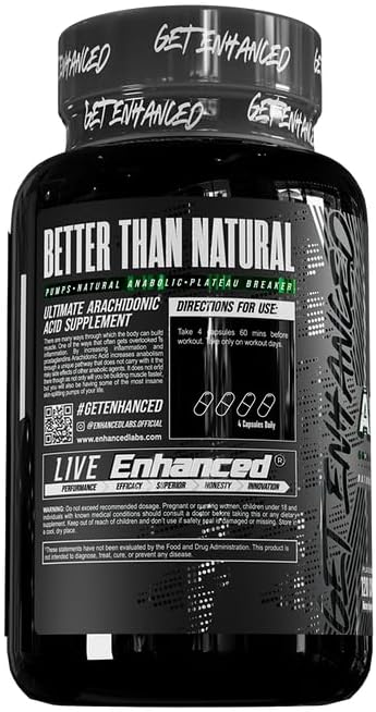 Enhanced مكمل حمض الأراكيدونيك من Enhanced Athlete  مكمل للعضلات والقوة لزيادة كتلة العضلات  تحسين التعافي للرجال والنساء 120 كبسولة  عبوتين مع منظم حبوب كينارا - Image 5