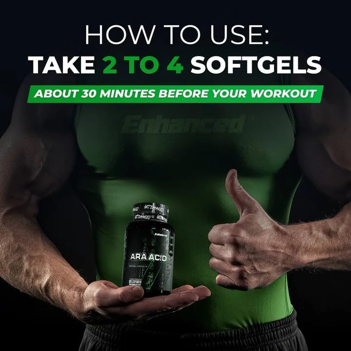 Enhanced مكمل حمض الأراكيدونيك من Enhanced Athlete  مكمل للعضلات والقوة لزيادة كتلة العضلات  تحسين التعافي للرجال والنساء 120 كبسولة  عبوتين مع منظم حبوب كينارا - Image 4