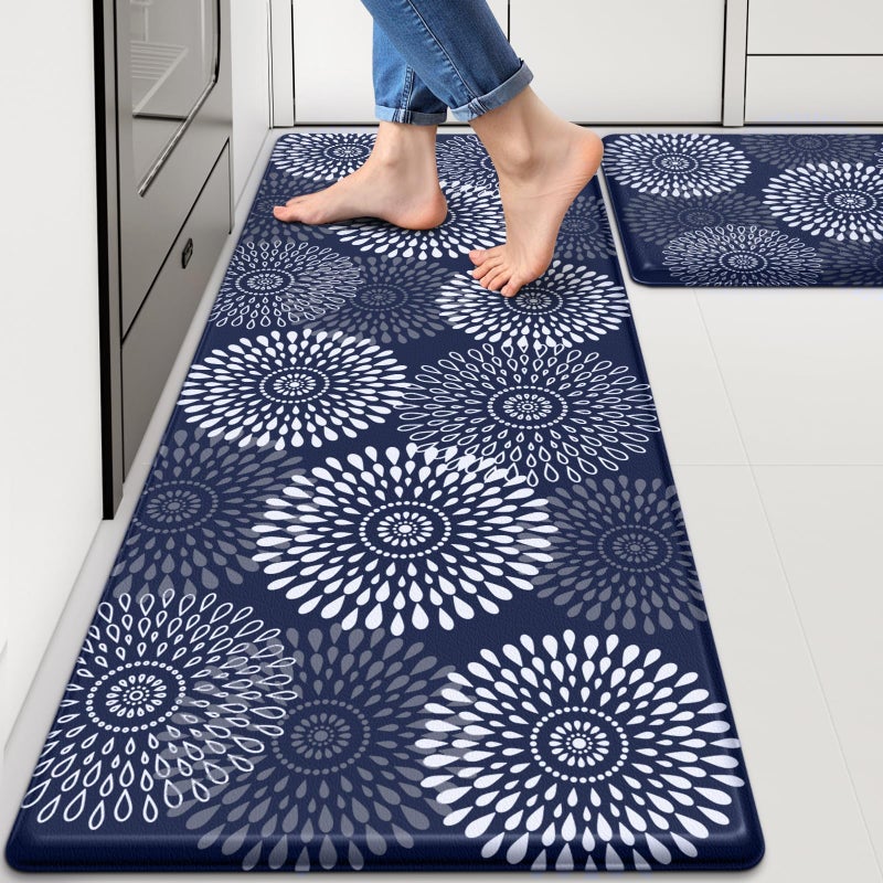 LuxStep Kitchen Mat Cushioned Rugs Anti-Fatigue Mats for Kitchen Floor,Waterproof Non-Slip Mats and Rugs Set for Office,Floor,Laundry 17.3"Ã—30"+17.3"Ã—47",Blue - Image 1