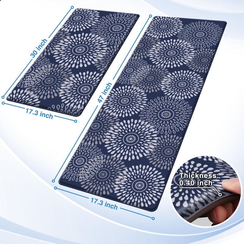 LuxStep Kitchen Mat Cushioned Rugs Anti-Fatigue Mats for Kitchen Floor,Waterproof Non-Slip Mats and Rugs Set for Office,Floor,Laundry 17.3"Ã—30"+17.3"Ã—47",Blue - Image 2
