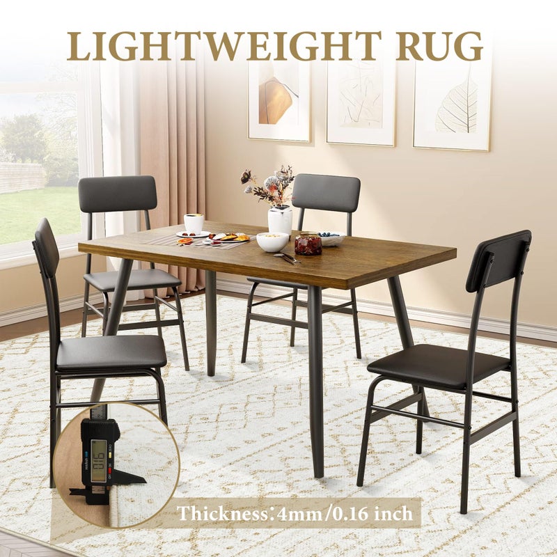 Aoyaomi Area Rug for Living Room 6x9: Large Washable Boho Moroccan Rugs Geometric Neutral Rug, Non-Slip Foldable Morden Farmhouse Indoor Floor Carpet for Bedroom Dining Table Home(Beige,6X9) - Image 5