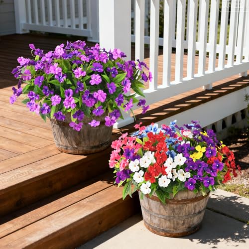 ZFProcess Artificial Impatiens Flowers for Outdoors, 6 Bundles Multicolor Silk Fake Flowers for Spring Summer Decoration, UV Resistant Faux Plants Plastic Bouquet for Home Planter Porch Patio Yard Decor - Image 3