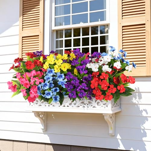 ZFProcess Artificial Impatiens Flowers for Outdoors, 6 Bundles Multicolor Silk Fake Flowers for Spring Summer Decoration, UV Resistant Faux Plants Plastic Bouquet for Home Planter Porch Patio Yard Decor - Image 4