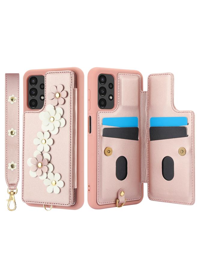 erorex Case For Samsung Galaxy A13 5G / 4G Crossbody Flower Pattern Leather Phone Case - Image 2