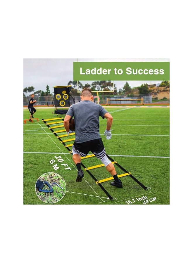 PROMASS Agility Ladder Training Set For Soccer With Agility Ladder 12 Rungs & 10 Agility Cones, With Steel Stakes And Carry Bag, Soccer, Speed, Football Fitness Feet Training Equipment For All Ages - Image 3