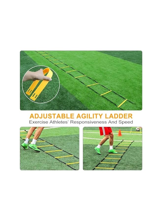 PROMASS Agility Ladder Training Set For Soccer With Agility Ladder 12 Rungs & 10 Agility Cones, With Steel Stakes And Carry Bag, Soccer, Speed, Football Fitness Feet Training Equipment For All Ages - Image 5