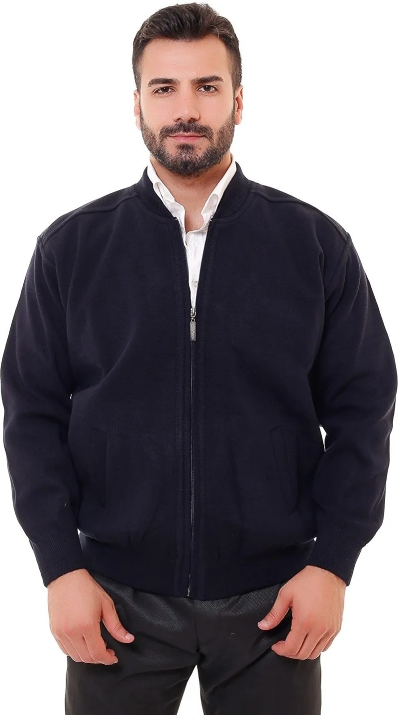 Blues Moda Moda Lined Pocketed Steel Knitted Jacket Cardigan Black