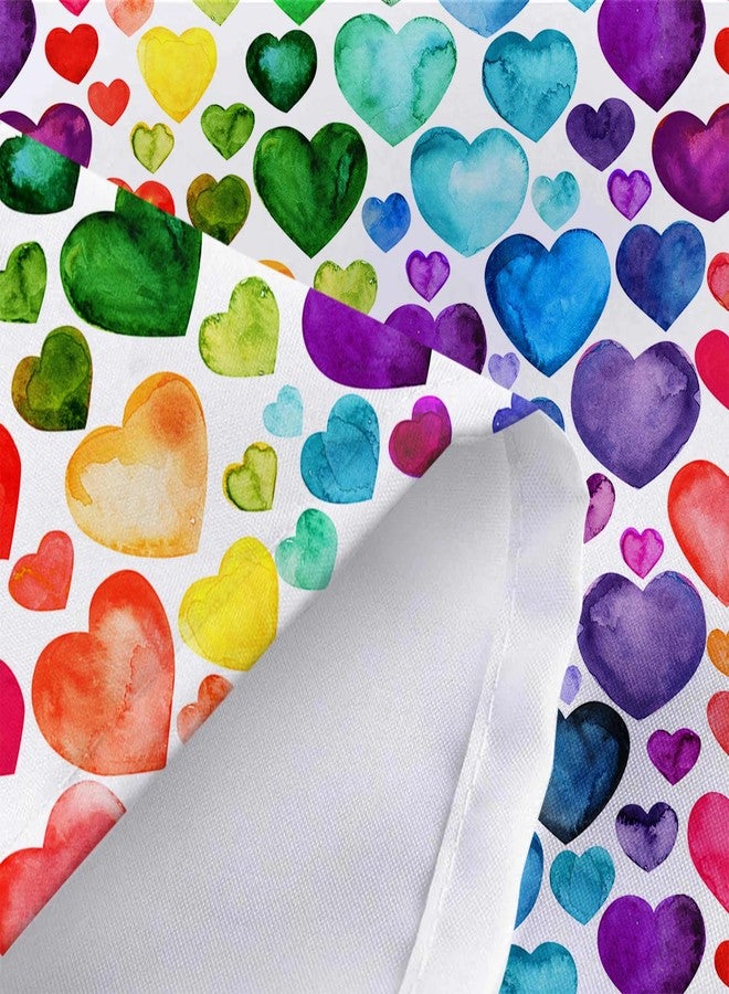 Wathon Colorful Heart Shower Curtain, Rainbow Valentine Romantic Heart Cute Bathroom Decor, Geometric Rainbow Design Cloth Fabric Bathroom Decor Set with Hooks 72 x 72 Inch - Image 4
