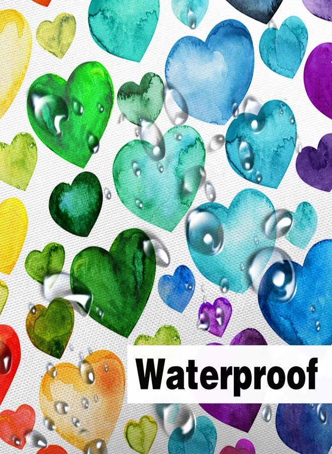 Wathon Colorful Heart Shower Curtain, Rainbow Valentine Romantic Heart Cute Bathroom Decor, Geometric Rainbow Design Cloth Fabric Bathroom Decor Set with Hooks 72 x 72 Inch - Image 5