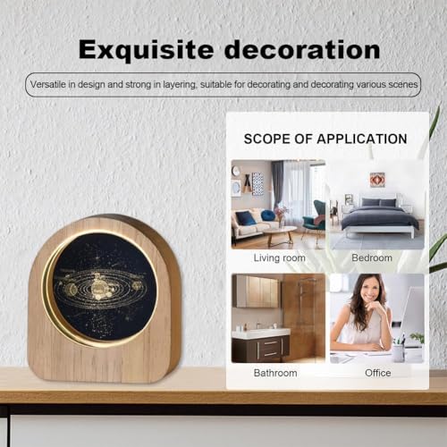 FLYNGO Solar System Crystal Night Light for Bedroom, Creative Engraved Night Lamp for Kids Room, USB Table LED Lamp with Wooden Base, Light for Home Office Decoration Birthday Gift (Solar) - Image 5