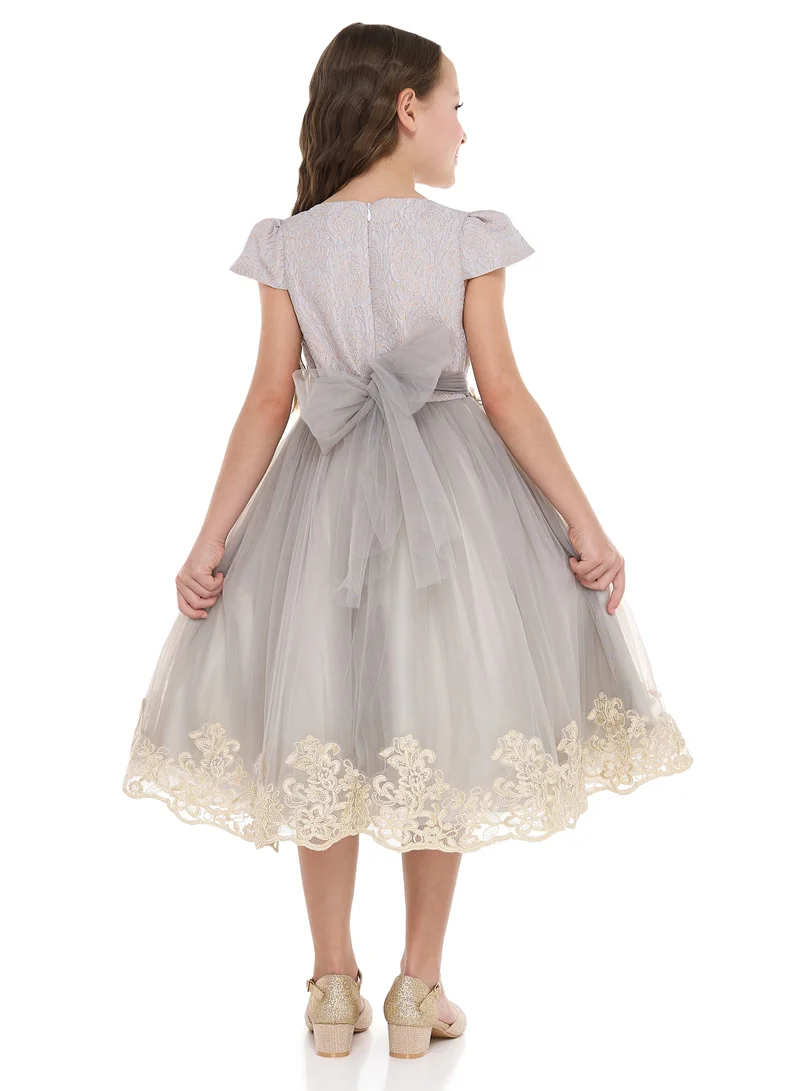 victor and jane Floral Waist Tulle Dress