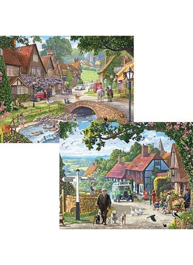 Bits and Pieces 4 In 1 Multi Pack 500 Piece Jigsaw Puzzles For Adults Each Measures 16" X 20" (46Cm X 61Cm) Village Life By Artist Steve Crisp  - Image 4