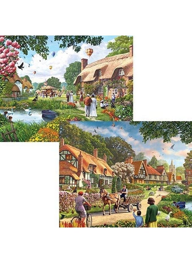 Bits and Pieces 4 In 1 Multi Pack 500 Piece Jigsaw Puzzles For Adults Each Measures 16" X 20" (46Cm X 61Cm) Village Life By Artist Steve Crisp  - Image 5