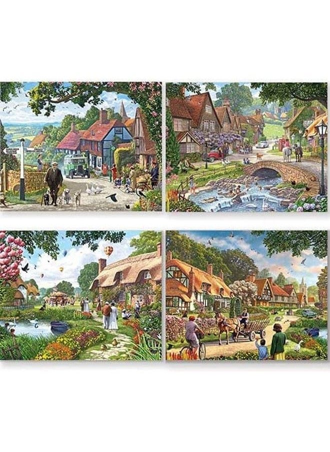 Bits and Pieces 4 In 1 Multi Pack 500 Piece Jigsaw Puzzles For Adults Each Measures 16" X 20" (46Cm X 61Cm) Village Life By Artist Steve Crisp  - Image 3