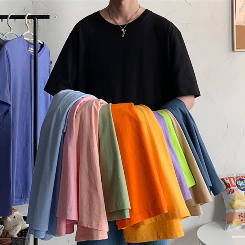 Pure White Youth Quarter-Sleeved T-Shirt Male Students Ins Trendy Hong Kong Style Half-Sleeved Top t Summer Round Neck Short-Sleeved T-Shirt - Image 2