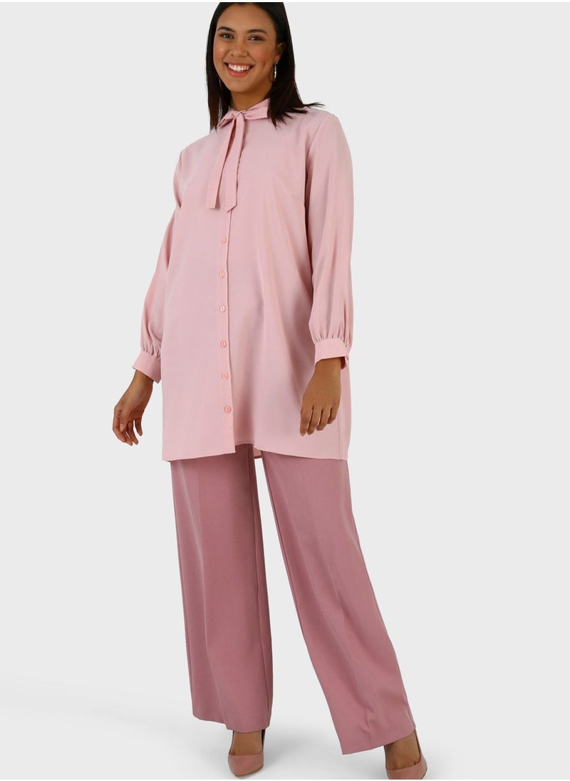 Alia by modanisa - Button Down Tie Detail Tunic - Image 1