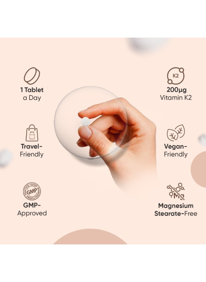 فيتامين ك2 MK7 أقراص 200 ميكروغرام – يدعم تخثر الدم، وصحة العظام والبشرة، 365 قرص، صنع في المملكة المتحدة - Image 4