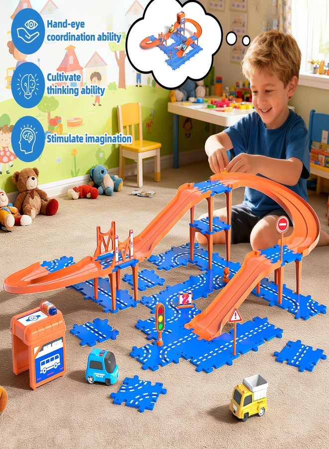 Doloowee DIY Car Tracks for Toddler, Toys for 3 4 5 Year Old Boys, Puzzle Racer Car Track Set with 2 Cars, Toys Gifts for Toddler 3 4 5 Years Old - Image 2